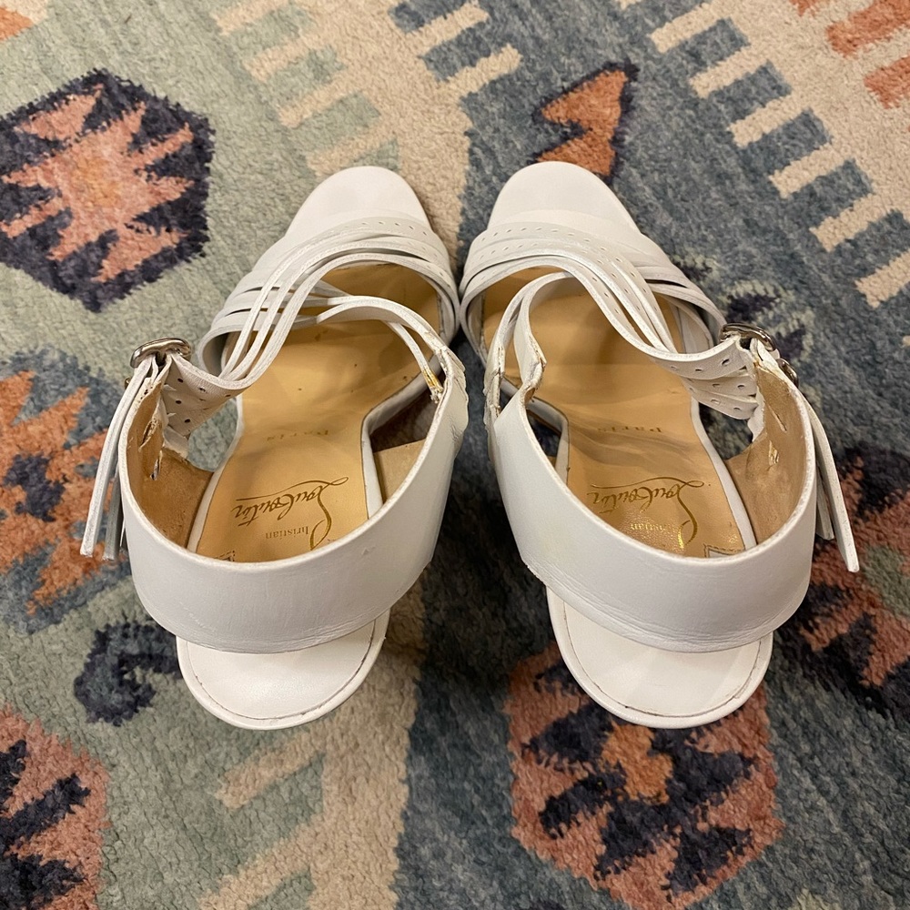 Rare! ✨Christian Louboutin Guernica 100 Calf/Cuoio Heel White/Grezzo - Picture 6 of 10